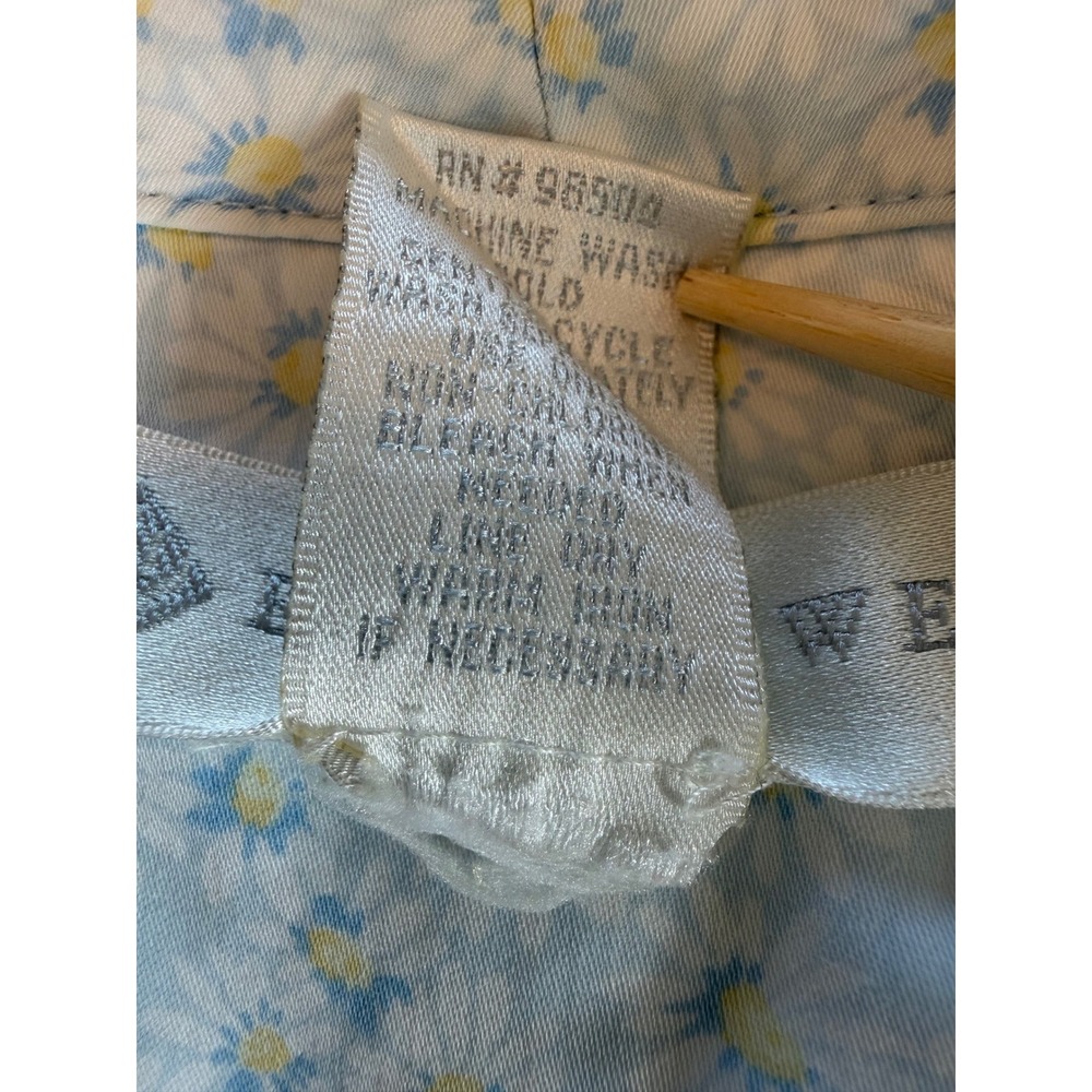 Eileen West Blue Floral Cotton Robe Medium Daisy Print Lace Trim Pockets Wrap - Picture 10 of 13